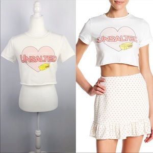 NWOT Emory Park White Printed Crop Top